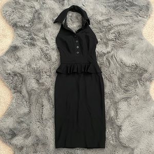 bebe Halter Peplum Black Dress